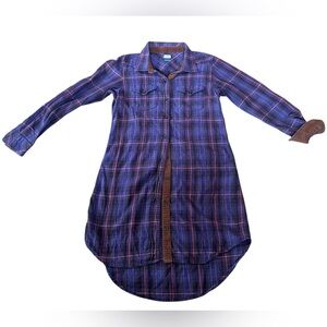 Kavu Jurnee Purple Flannel Plaid Long Sleeve Corduroy Gorpcore Outdoor Dress